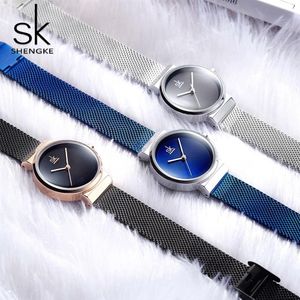 Shengke Blue Wrist Watch Luxury Brand Steel Ladies Quartz Women Watches Relogio Feminino Montre Femme287E