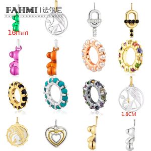 FAHMI Skylark two-color hollow bear full of diamond round pearl pendant Anniversary, Engagement, Gift,Party,Wedding 2023 New In Stock