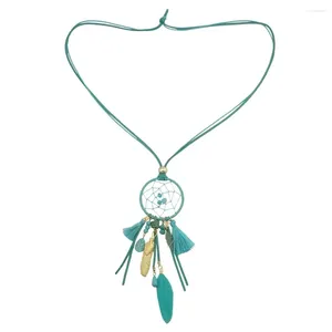 Ожерелья с подвесками в этническом стиле ручной работы, ожерелье с перьями «Ловец снов» для женщин, подарочная цепочка из смолы, кожаная цепочка, этнические богемные украшения