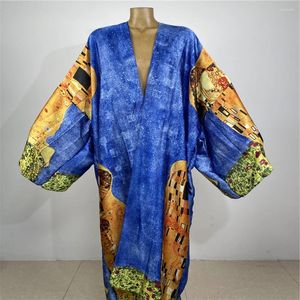 Mulheres Swimwear Kimonos Mulheres Retro Bohemian Impressão Colarinho Cardigan Feminino Blusa Solta Casual Beach Cover Up Party Kuwait Kaftan