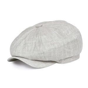 Caps Botvela Herringbone Linen Newsboy Cap Men Summer Women Bakerboy Caps Breattable Flat Hat Apple Beret Hats 007