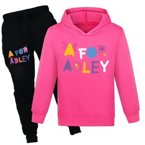 Barnkläder A för Adley Girls Boy Long Sleeve Tops HoodiePants Set Kids Clothes Toddler Sports Suits For Teenage 240108