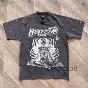 Erkek Tişörtleri İyi Kalite Hellstar Stüdyoları İç Barış Moda T-Shirt Erkekler İskelet Baskı Yıkalı Kadınlar T Shirt Street Giyim Tees X8ZV