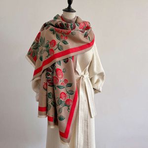 2024 Autumn/Winter Fashion Cashmere Scarf Women's Korean Edition Flower Jacquard Short Beard Tassel Decoration Air Conditioned Shawl