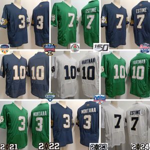 Mens Notre Dame Fighting Irish 2024 NCAA ND #3 Joe Montana #7 Audric Estime #10 Sam Hartman Football Jersey i lager