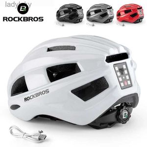 Cycling Helmets ROCKBROS Bicycle Light Helmet MTB Road USB Warning Rear Light Cycling Helmet EPS PC Intergrally-molded Safety Bike HelmetL240109