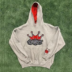 Kvinnors hoodies jnco hoodie tröja y2k hip hop retro krona broderier överdimensionerade män kvinnor harajuku goth pullover kläder