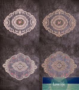 1Pcs Vintage Lace Placemat Coaster Table Mat French Small Tablecloth Embroidery Antiscald Table pads5242615