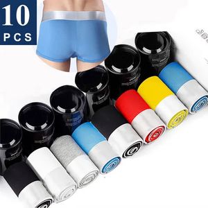 Ny Boxer Short 10 PC: s underkläder Soft Boxer Homme Cotton Boxer Men Solid Color Boxershorts Män plus storlek Mens Underwear Boxer 240109