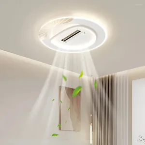 Round Acrylic Nordic Style Minimalist LED Ceiling Fan With Light For Bedroom Living Room Modern Bladeless