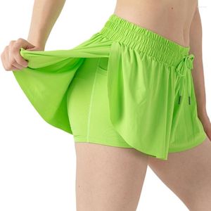 Aktiva shorts kvinnor flödande atletisk löpande fjäril söt sommar 2 i 1 mini kjolar för