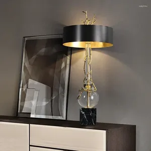 Table Lamps American Lamp Copper Crystal Marble Branch Creative Luxury Living Room Bedroom El Decorative