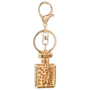 Kordonlar moda tasarım anahtar yüzük parfüm şişe anahtarlıklar için kadınlar için yaratıcı kristal rhinestone elmas metal araba anahtarlık zinciri çantası
