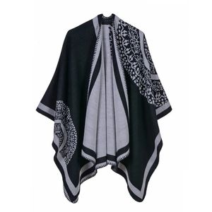 Luxus Marke Ponchos mantel Kaschmir Schals Frauen Winter Warme Tücher und Wraps Pashmina Dicke Capes decke Femme Schal 240109