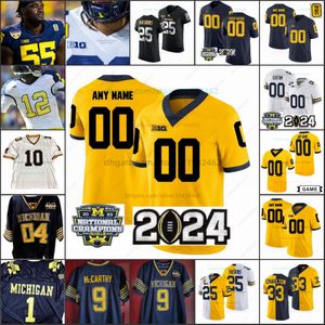 Özel Michigan Wolverines JJ McCarthy Koleji Futbol Blake Corum Zak Zinter Roman Wilson Erkek Kadınlar Gençlik Tüm Dikiş Formaları Jayden Denegal Şampiyonlar Yaması