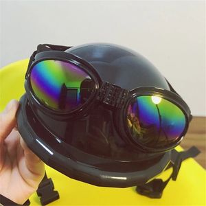 Dog Helmets for Motorcycles with Sunglasses Cool ABS Fashion Pet Dog Hat Helmet Plastic Pet Protect Ridding Cap for Small Dogs 240108