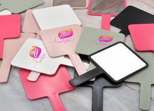 Handle Mirror Square Makeup Mirror Handheld Compact Mirrors Spa Salon Makeup Vanity Mirror Acceptera din LOGO2400437