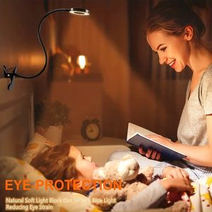 1pc Clip On Light Reading Lights, 48 LED USB Desk Lamp With 3 Color Modes 10 Brightness, Eye Protection Book Clamp Light, 360° Flexible Goose Neck Clamp Lamp