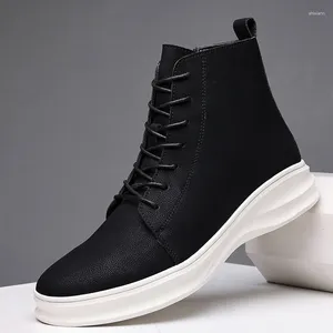 Stivali da uomo di lusso moda sera vestito da ballo in vera pelle stringati scarpe firmate di marca tendenza nera stivali da cowboy alla caviglia Botas uomo