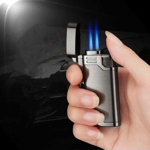 2024 New Creative Metal Windproof No Gas Lighter Twin Turbo Rechargeable Butane No Gas Lighter Gift for Men