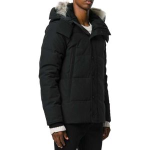 vinter män ner puffer jackor real wolf päls designer homme vindbrytare jassen ytterkläder huva fyrrure manteau coat hiver parka douedoune canada