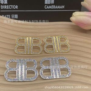 Earrings Gold Silver Double Color Letter Full Diamond