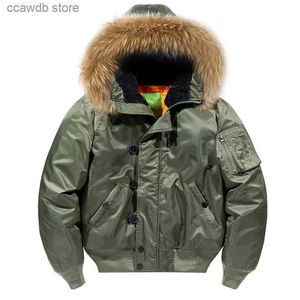 Jaquetas masculinas destacáveis gola de pele jaquetas de inverno homens estofamento grosso com chapéu casaco bomber jaqueta homem roupas curtas streetwear t240109