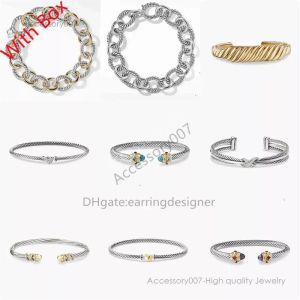 Designer jóias pulseira braclet designer pulseira dy moda torcido fio redondo pulseiras cabo x ouro mulheres moda esterlina sier banhado cânhamo presente