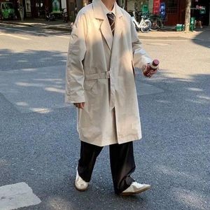 Men's Trench Coats Autumn Winter Mid-length Windbreakers Knee-high Large Size Loose Causal Handsome Overcoats Men Tops Male Clothes