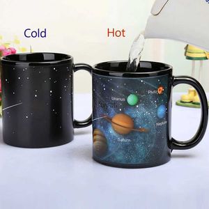 Canecas cerâmica mudança de cor caneca de café sensível ao calor xícara de chá caneca mágica suporte sistema solar nova chegada frete grátis yq240109