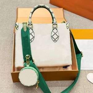 NEW Flower Handbag Shoulder Bags Fashion Composite Lady Clutch Tote Bag Female Coin Purse Wallet Green Printing Round Purses Makeup Bag Cross Body