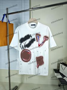 Xinxinbuy 2024 Men Designer Tee Tシャツグラフィティペインティングレター印刷1854女性ブラックホワイトレッドブルーXS-2XL
