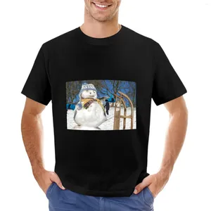 Men's Polos Snowman With Sled Hat And Scarf Bremen Germany T-Shirt Custom T Shirts Graphic Shirt Sweat For Men