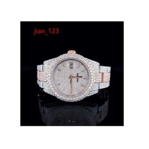 High On Demand Antique Iced Out VVS Clarity Moissanite Rose Gold Diamond Watch Available At Best Prices