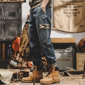 Men's Jeans New Spring Autumn Vintage Big Pocket Fashion Denim Work Wear Cargo Casual Korean Hip-hop Baggy Jeans Men Overalls TrousersL240108