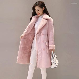 Jaquetas femininas 2024 jaqueta de inverno mulheres camurça casaco de pele moda grosso falso pele de carneiro longo casaco feminino sólido quente trench coats elegante