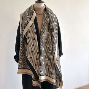 Polka Dot Stripe Fashion Printed Women's Winter Warm Fashion Cashmere Shawl Commuter Cold Protection Neck Scarf