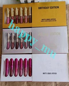 Yeni Altın Kylie Jenner Lipgloss Kozmetik Mat Ruj Dudak Parlatıcı Mini Leo Kiti Dudak Doğum Günü Sınırlı Sürüm ile Altın Perakende PackA4646087