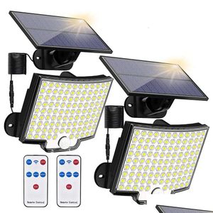 Decorações de jardim 106 LED luz solar ao ar livre 328 holofotes IP65 impermeável sensor de movimento indução humana luzes de segurança de inundação 3 dhxgy