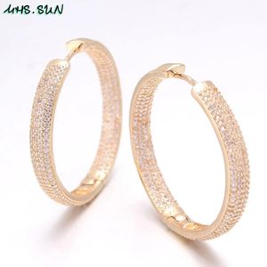 Kolczyki MHS. Sun Projekt mody MOSAIC CYRIM HOOP KOTEKCY FOR WOMEN/Dziewczyny Luksusowy AAA CZ Pętla Kolczyki Vintage Gold Color Ear Jewelry