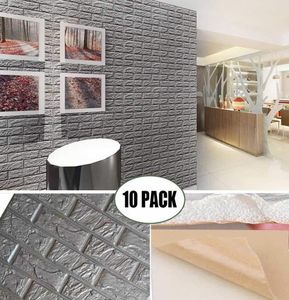 3D skumväggspaneler grå färgskal och stick tegel tapeter självadhesivt avtagbart för TV -väggar bakgrund väggdekor3152432