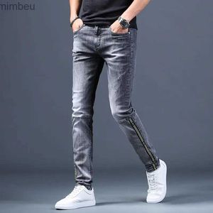 Herr jeans korea version mens ädla grå repor jeansstylish smal stretch jeanshigh kvalitet sexig jeansclassic casual jeans; l240108