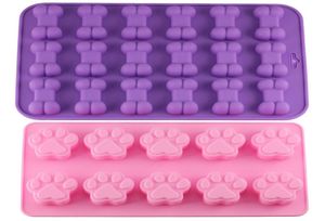 Mujiang Puppy Dog Paw and Bone Ice Trays Silicone Pet Treat Molds Soap Chocolate Jelly Candy Mold Cake Decorating Baking Moulds3101860