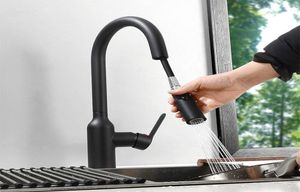 Magnet Secure Dual Function Kitchen Faucet Dra Out Tap Head 100 Metal Kitchen Sink Water Mixer kran Black Chrome Color4490380