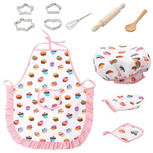 Toy Cake Apron Role Play Kitchen Cooking Baking Girls Toy Cooker Play Set Children Kids Cooking Kitchenware Bake Set Hat Apron 240108