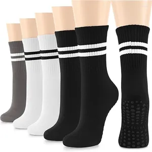 Women Socks 5 Pairs Pilates Yoga With Grips For Non Slip Workout Pure Barre Ballet Dance