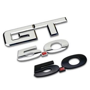 3D Metall Silber Schwarz GT 5,0 Emblem Auto Kotflügel Abzeichen Stamm Aufkleber Für Ford Mustang GT 5,0 Stikcer Zubehör