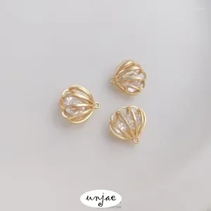 Encantos 14k ouro-embalado retenção de cor embutido zircão inteligente em forma de concha pingente em forma de vieira diy pulseira brinco