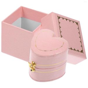 Biżuteria torebki z pudełkiem sercowym pudełka na prezenty do małego obudowy zaręczynowego w kształcie uchwytu ślubnego