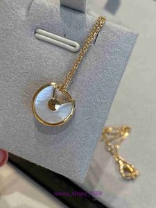 Car tires's love nacelake designer womans luxury jewelry gold plated stone flying saucer shape white Amulet Pendant Necklace With Original Box Pan YJ